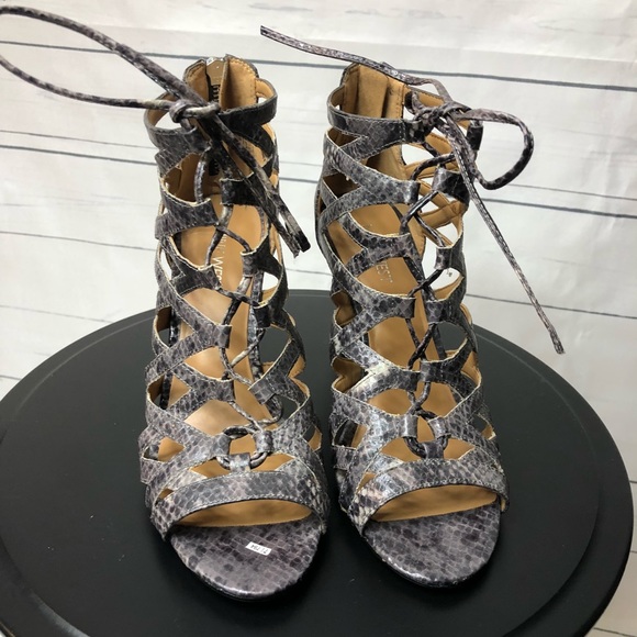 NWOT Nine West lace up snake skin heels SZ8 - Picture 2 of 7